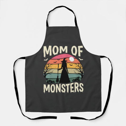 Halloween Moeder Van Monsters Heks Zonsondergang Schort (Voorkant)