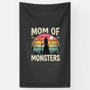 Halloween Moeder Van Monsters Heks Zonsondergang Spandoek