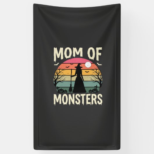 Halloween Moeder Van Monsters Heks Zonsondergang Spandoek (Verticaal)
