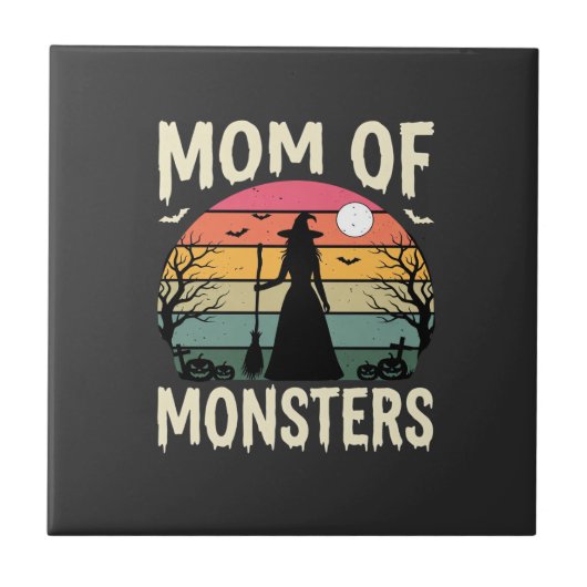Halloween Moeder Van Monsters Heks Zonsondergang Tegeltje (Voorkant)