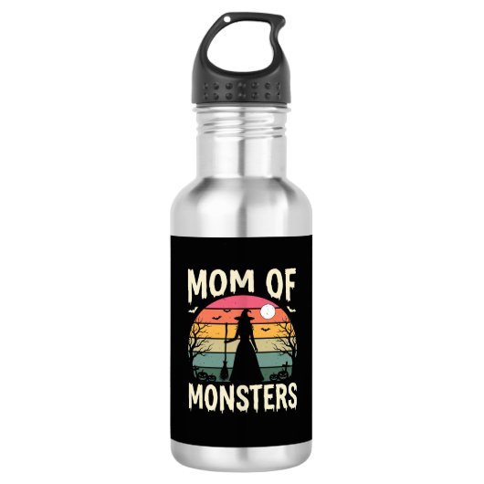 Halloween Moeder Van Monsters Heks Zonsondergang Waterfles (Voorkant)