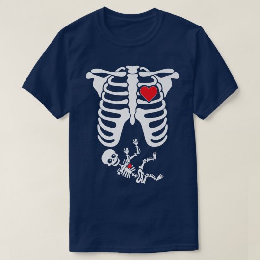 Halloween Moederschap Pumpkin Skeleton Funny Pregn T-shirt (Design voorkant)