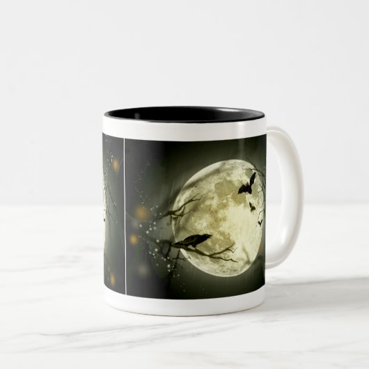 Halloween Mok - Full Moon, Bats & Raven (Voorkant rechts)