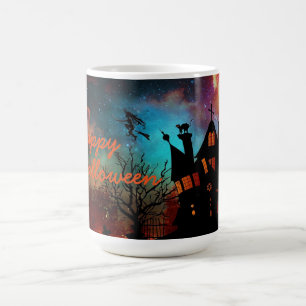 Halloween Mok/Gehakt huis met vliegende heks Koffiemok