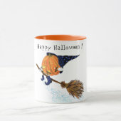 Halloween Mok heks Pumpkin Flying Broom Fun (Midden)