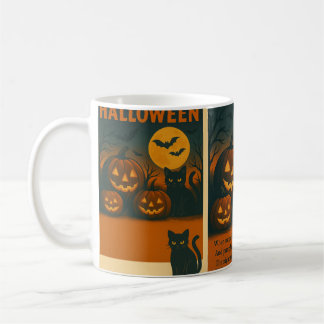 Halloween Mok met Black Cat, Pumpkins en Full M
