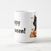 Halloween mok met knuffelkat en pompoen (Center)