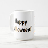 Halloween mok met knuffelkat en pompoen (Voorkant links)