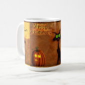 Halloween-Mok/zwarte kat Koffiemok (Voorkant links)