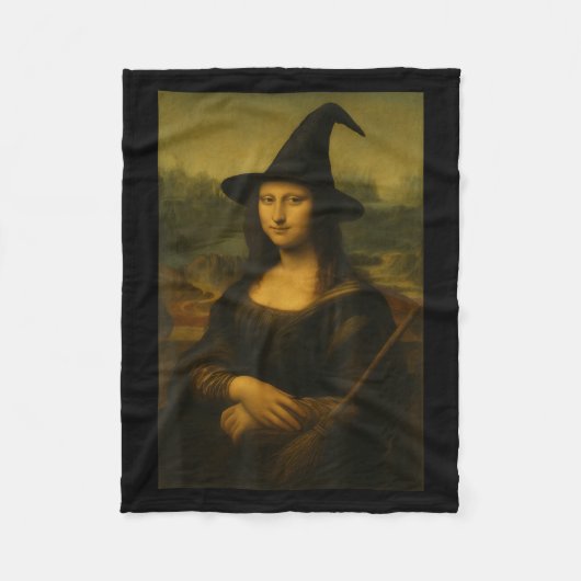 Halloween Mona Lisa Heks Fleece Deken (Voorkant)