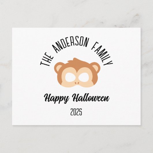 Halloween Monkey Mask Masquerade Kostuum Briefkaart (Voorkant)