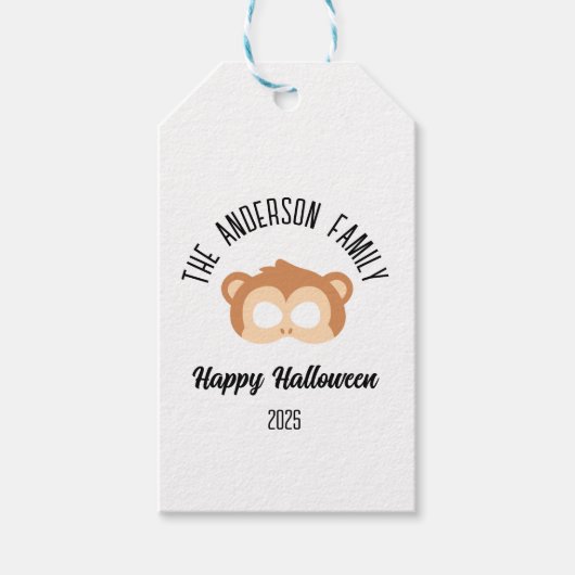 Halloween Monkey Mask Masquerade Kostuum Cadeaulabel (Voorkant)