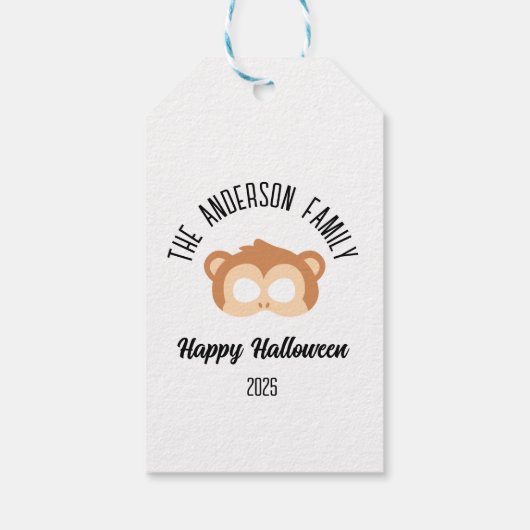 Halloween Monkey Mask Masquerade Kostuum Cadeaulabel (Achterkant)