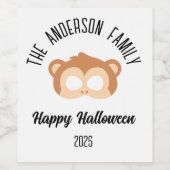 Halloween monkey masker maskerade kostuum wijn etiket (Enkel label)