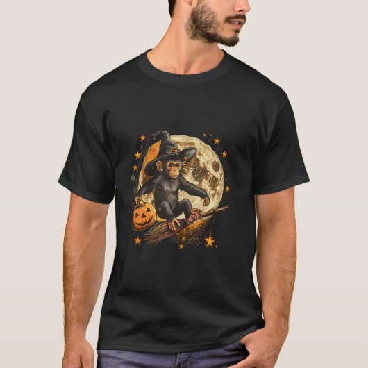 Halloween Monkey Pumpkin Autumn Scary Party Spider T-shirt (Voorkant)