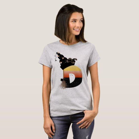 Halloween Monogram Letter D T-shirt (Voorkant volledig)