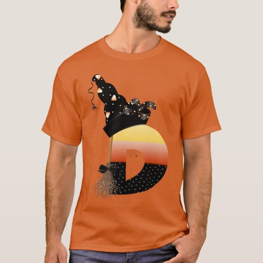 Halloween Monogram Letter D T-shirt (Voorkant)