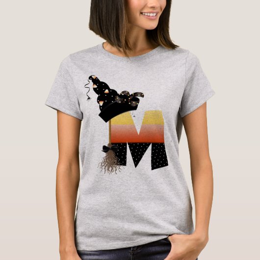 Halloween Monogram Letter M T-shirt (Voorkant)