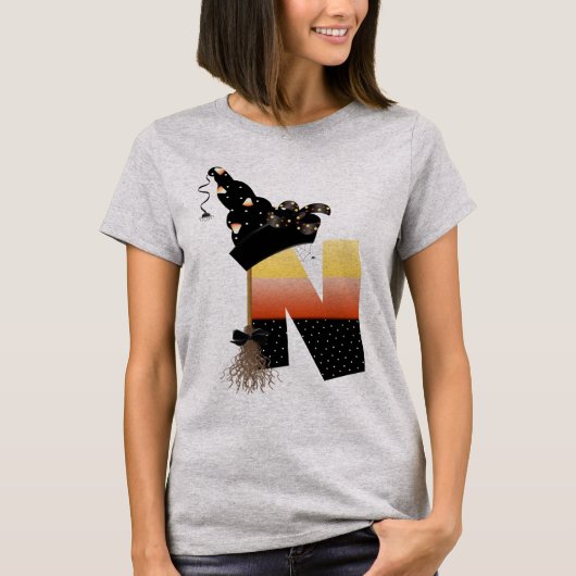 Halloween Monogram Letter N T-shirt (Voorkant)