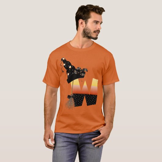 Halloween Monogram Letter W T-shirt (Voorkant volledig)