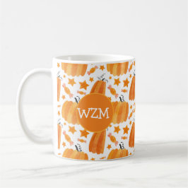 Halloween Monogram Pompoen Koffie Mok