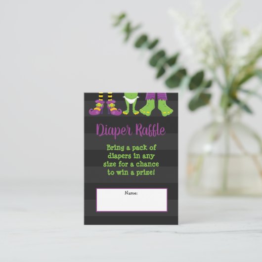Halloween Monster Baby shower Diaper Raffle Informatiekaartje (Staand voorkant)