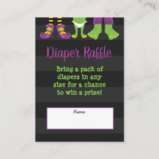 Halloween Monster Baby shower Diaper Raffle Informatiekaartje (Voorkant)