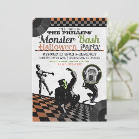 Halloween Monster Bash Costume Party Kaart (Staand voorkant)
