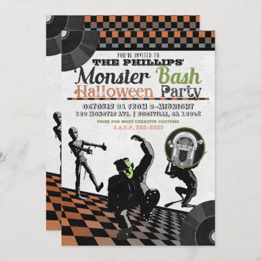 Halloween Monster Bash Costume Party Kaart (Voorkant / Achterkant)