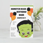 Halloween Monster Birthday Uitnodiging (Staand voorkant)