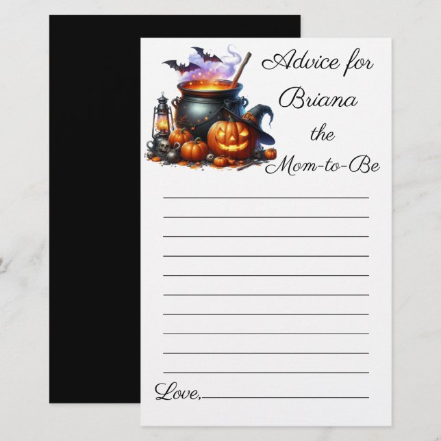 Halloween Monster Boy Baby shower Advies voor Mam (Voorkant / Achterkant)