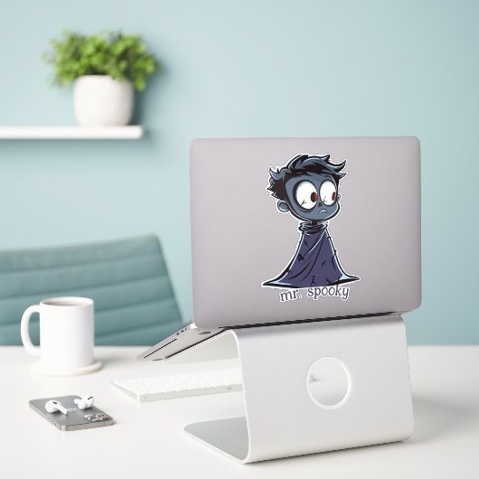 Halloween Monster Boy Sticker (Laptop op bureau)