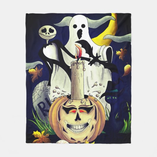Halloween Monster Characters & Pumpkin Fleece Deken (Voorkant)