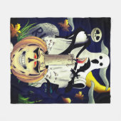 Halloween Monster Characters & Pumpkin Fleece Deken (Voorkant (Horizontaal))