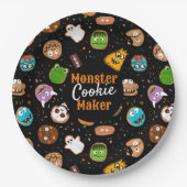 Halloween Monster Cookie Maker leuk kleurrijk Papieren Bordje (Voorkant)