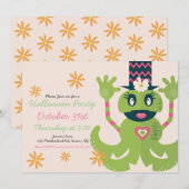 Halloween Monster Costume Party Groovy Uitnodiging (Voorkant / Achterkant)