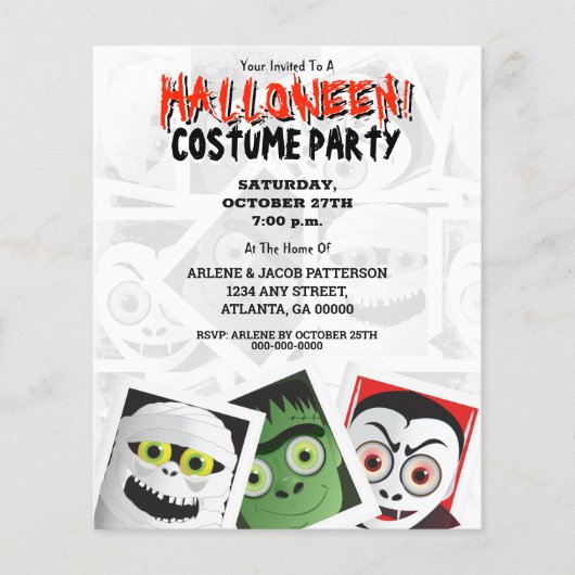 Halloween Monster Costume Party Invite Flyer (Voorkant)