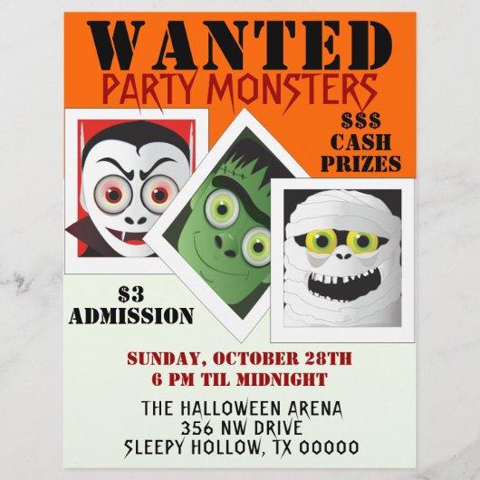 Halloween Monster Costume Party Invite Flyer (Voorkant)