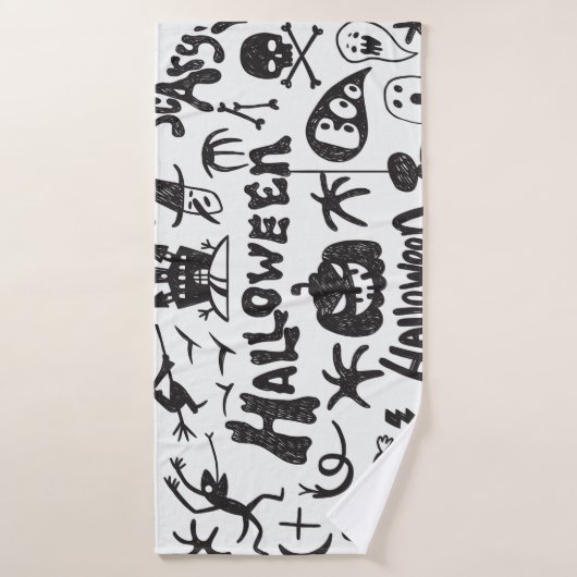Halloween Monster Doodles Plezier Badhanddoek (Badhanddoek)