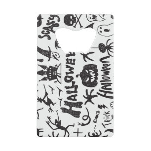 Halloween Monster Doodles Plezier Creditkaart Flessenopener