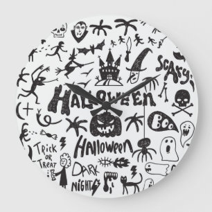 Halloween Monster Doodles Plezier Grote Klok
