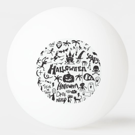 Halloween Monster Doodles Plezier Pingpongbal (Voorkant)