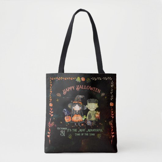 Halloween monster en een heks tote bag (Voorkant)