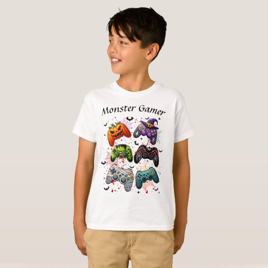 Halloween Monster Gamer T-shirt (Voorkant volledig)
