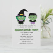 Halloween Monster Gender Reveal Party Uitnodiging (Staand voorkant)