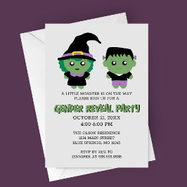 Halloween Monster Gender Reveal Party Uitnodiging
