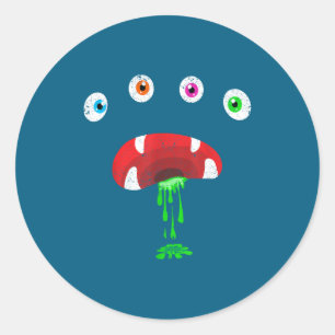Halloween Monster Gezicht Kostuum Schattig Peuter Ronde Sticker