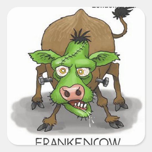 Halloween Monster Grappige Koe Cadeaus Vierkante Sticker (Voorkant)