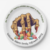 Halloween Monster Hand Snoep Protector Papieren Bordje (Voorkant)