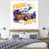 HALLOWEEN MONSTER IN HET BEDDENGORDIJN CANVAS AFDRUK (Insitu (Slaapkamer))